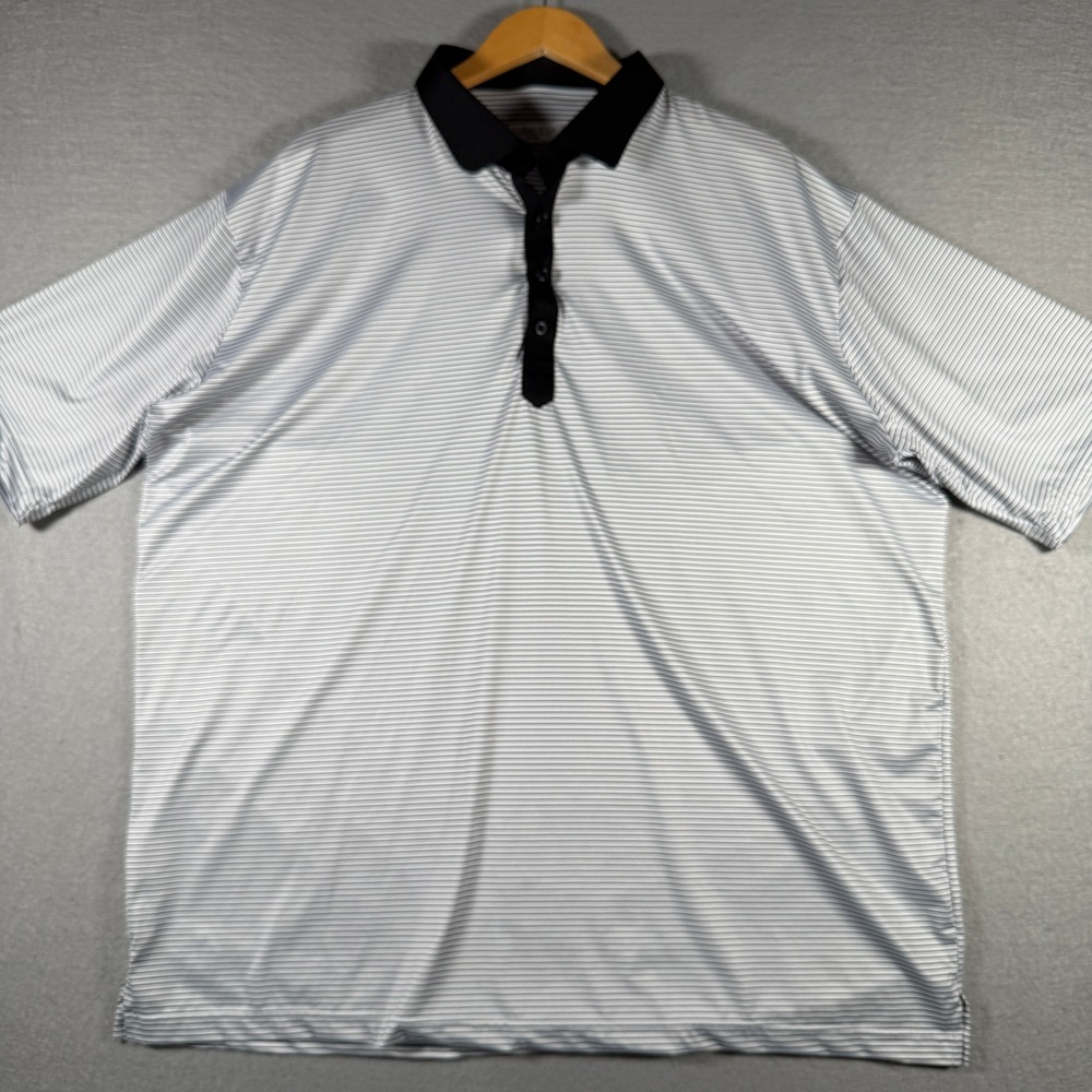 Collars & Co Men 3XL Featherweight Relaxed Striped Dress Collar Polo Shirt White